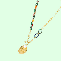 Golden and colorful Leaf Necklace