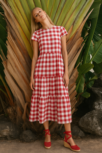 Vestido Vichy tartan cuadros, 2 colores,           tallas (36-46)