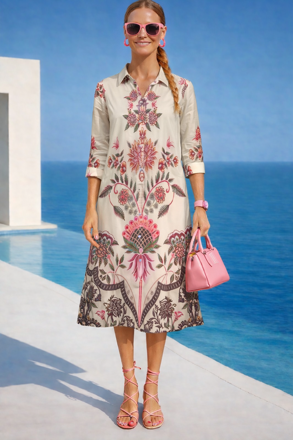 Vestido Salinas algodon camisero bolsillos, 4 estampados. tallas (36-50) (vídeo)