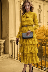 Vestido Ronda de gasa y cinturones incluidos poliester forro Ronda, 6 colores, tallas (36-48)