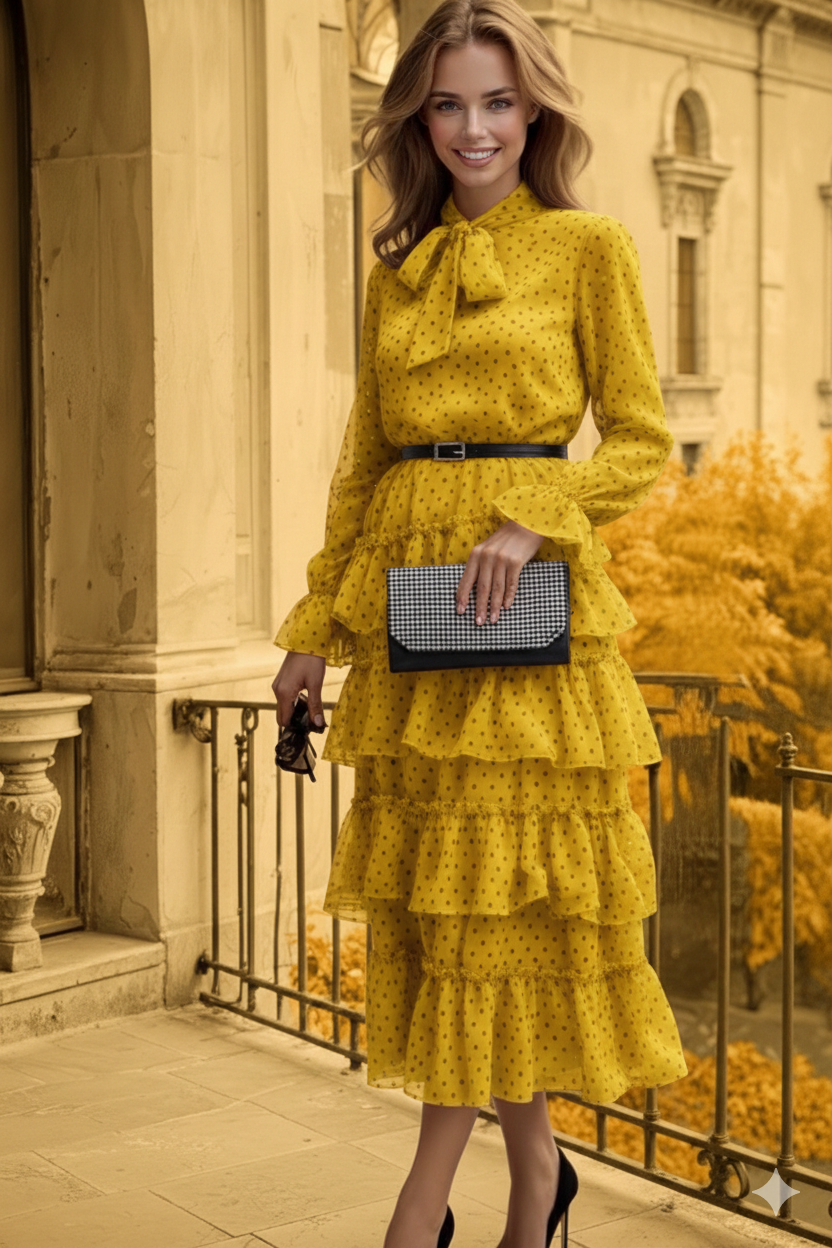 Vestido Ronda de gasa y cinturones incluidos poliester forro Ronda, 6 colores, tallas (36-48)