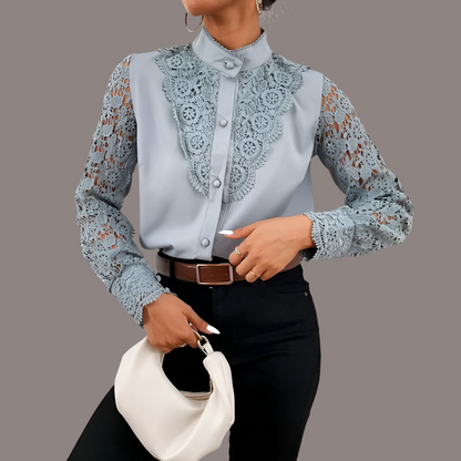 Anne embroidered chiffon shirt, 3 colors, 5 sizes