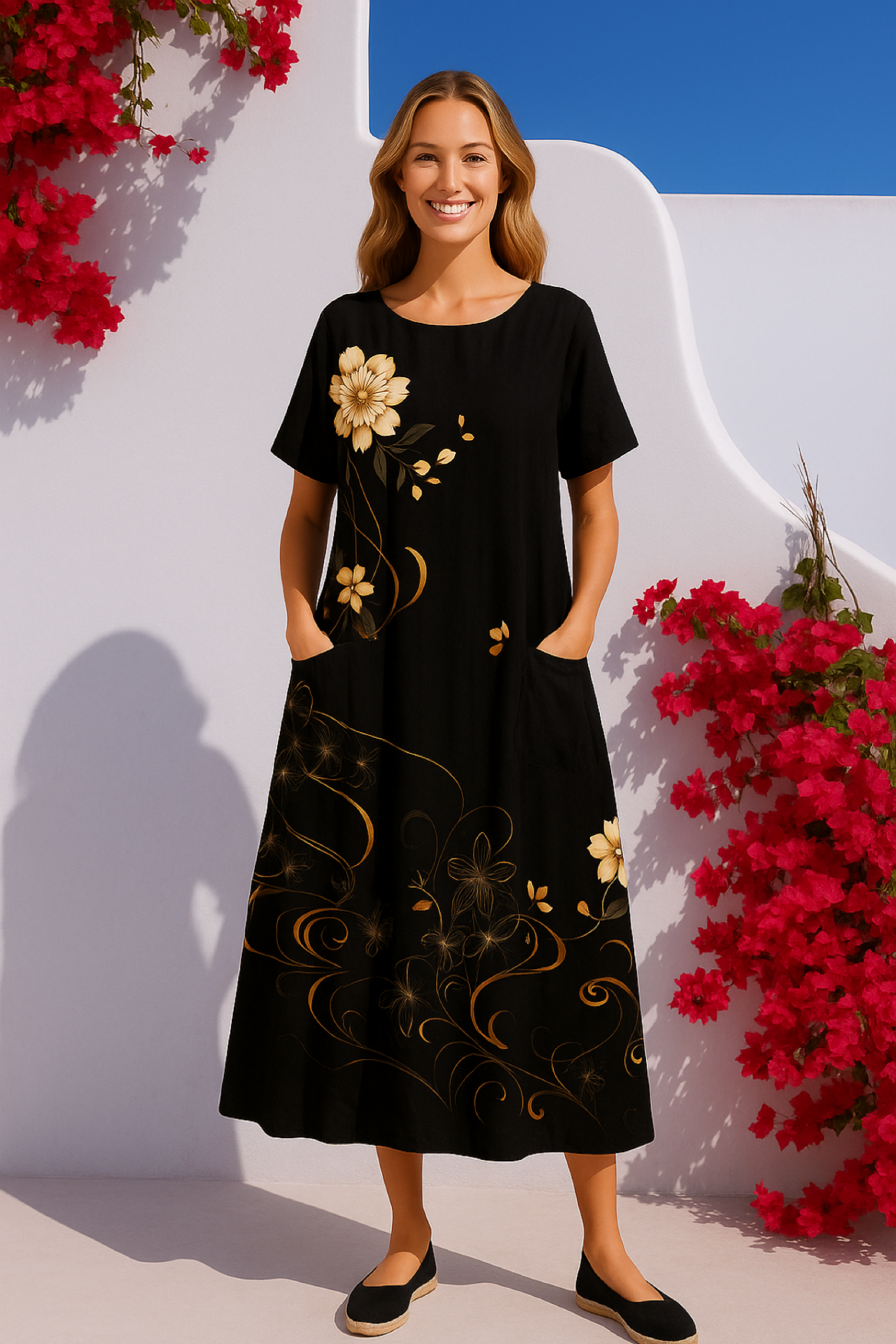 -40% OFF Andreina cotton-lycra knit dress, 2 prints (36-50)