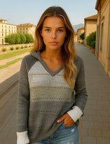Mintlis Jersey mujer punto capucha Rebeca, 4 colores, tallas (36-48)