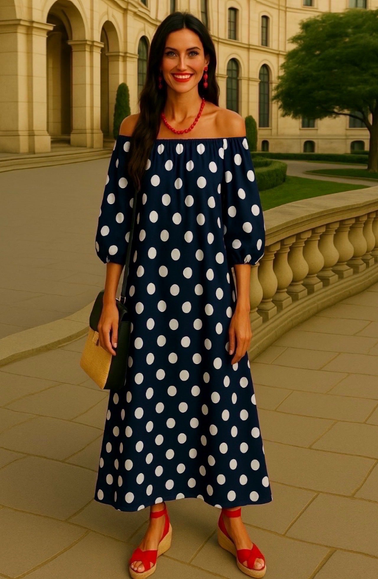 Mintlis mujer vestido Romería lunares, 3 colores, tallas ( 36-50)