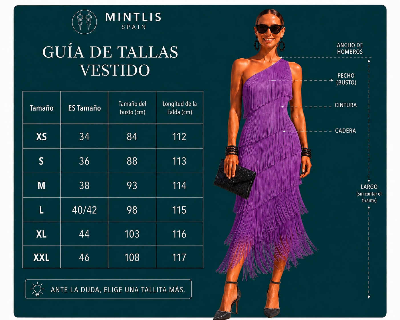 Vestido MYKONOS asimetríco flecos, 3 colores, tallas (36-46) vídeo
