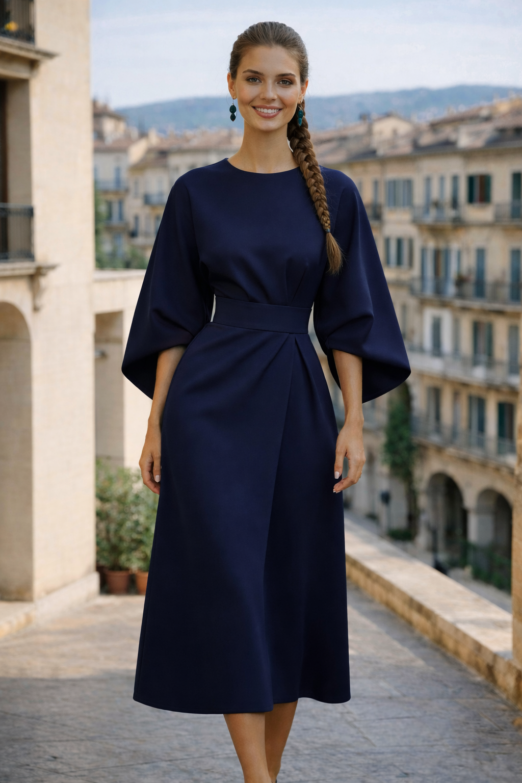 Vestido GRACE punto de algodón licra con fajín incluido, 4 colores tallas (36-48) (vídeo)