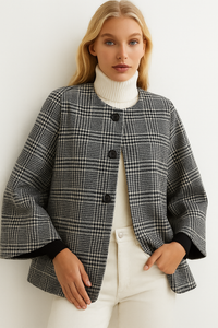 CASABLANCA wide-sleeved cape jacket, tweed and wool, 2 models, sizes (36-50), made in Italy