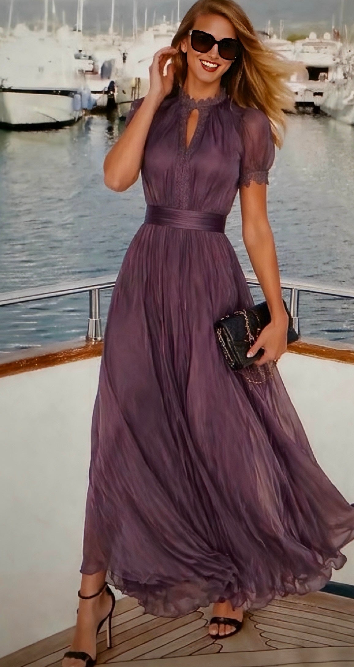 Lamberty dress, chiffon, elastic, lycra at back of waist, sizes (34-48) video