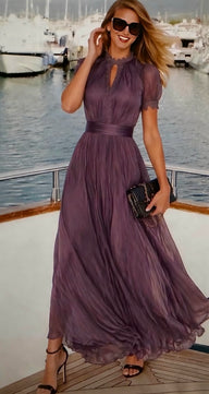 Lamberty chiffon lycra elastic back waist dress, 4 colors sizes (36-48) video