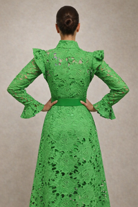 Kate embroidered and brocade dress with belt included, sizes (36-48) (video)