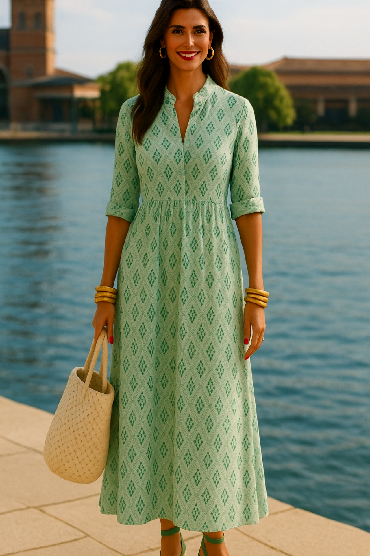 Vienna cotton viscose dress, 5 colors, sizes (36-50)