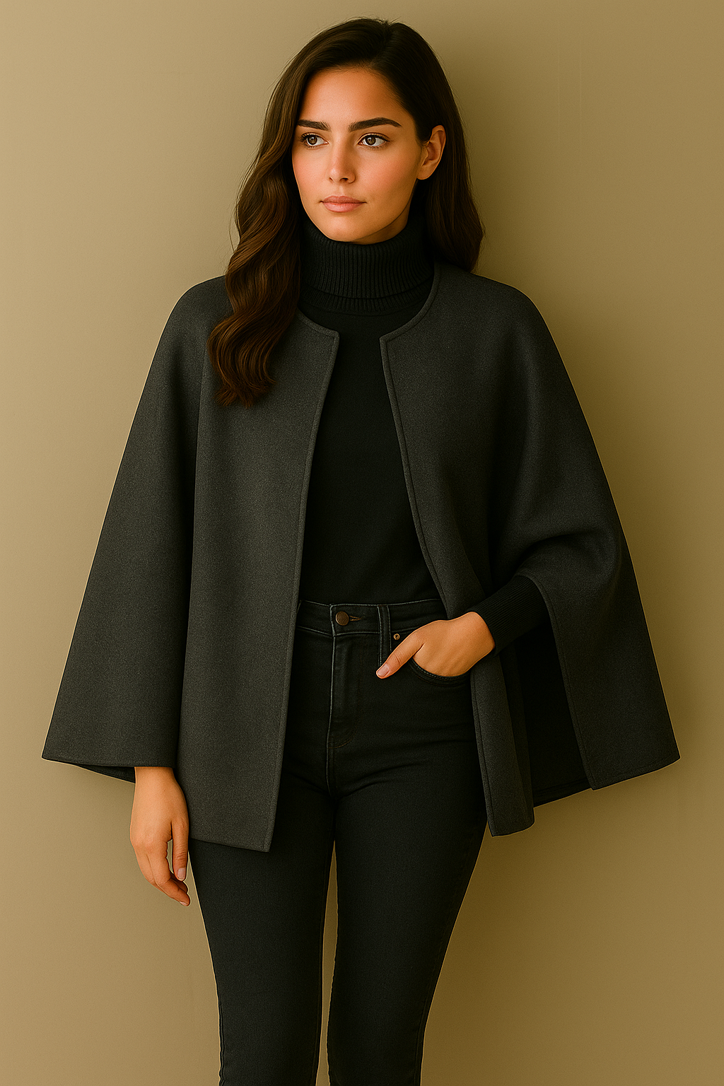 Chaqueta capa Yaiza de lana, 4 colores, tallas (36-50)