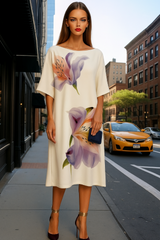 Mintlis mujer, algodón crepe licra, vestido Esmeralda, tallas (36-50) made in Italy
