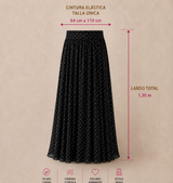 Polka dot chiffon fair skirt, elastic waist, one size (64cm to 110cm) video