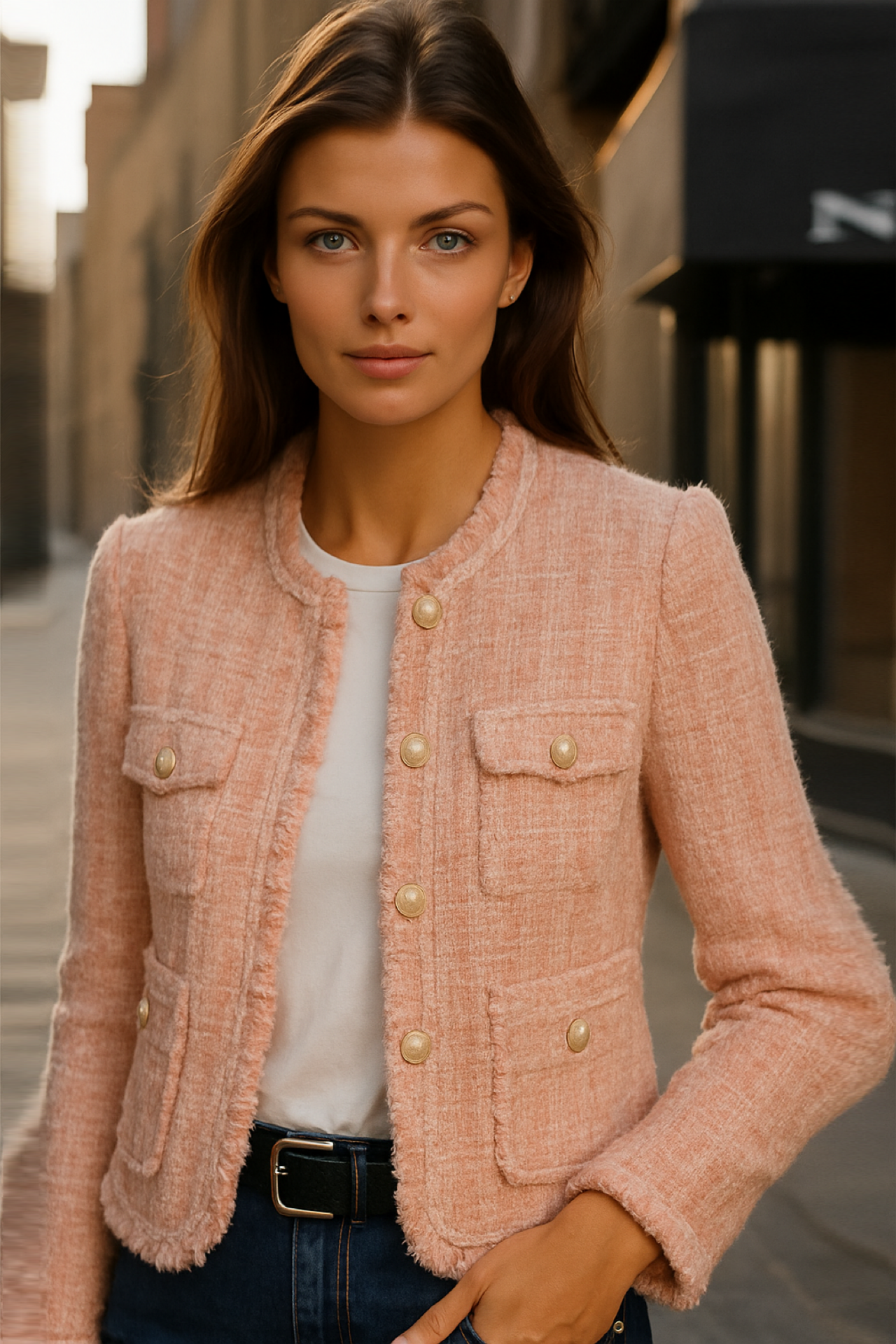 Chaqueta Candela tweed lana, 3 colores, tallas (36-48)made in Oporto