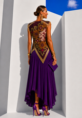 Conjunto Lisboa 2 piezas morado top estampado y falda volantes, tallas (34-48) vídeo