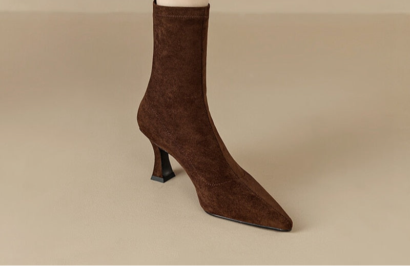 Handmade genuine suede ankle boots with zipper and elastic, super comfortable, 2 colors
