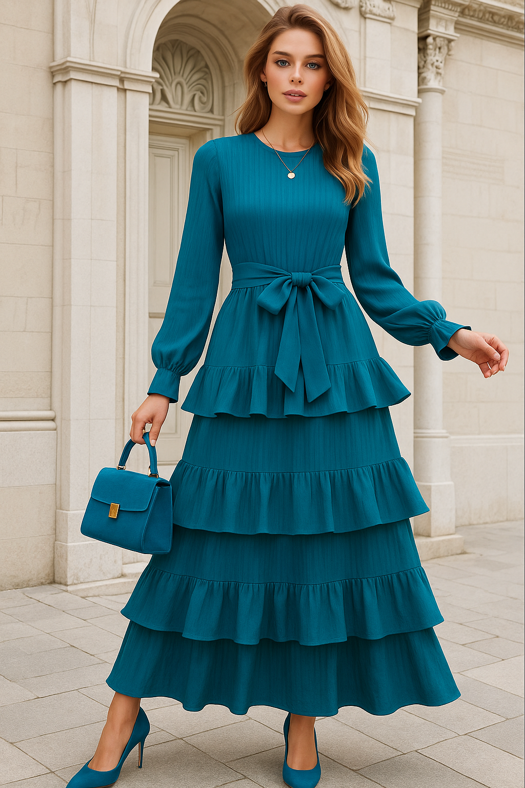 Vestido Cassandra gasa, 6 colores, tallas (36-50)made in Italy Alta calidad