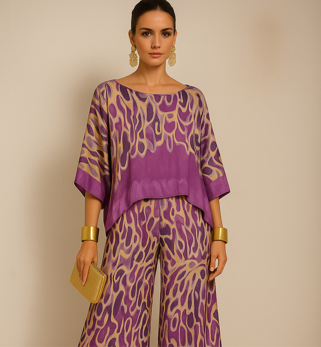 -50% OFF Kelly set, 4 prints top and elastic waistband pants sizes (36-50) very comfortable