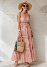Paulina cotton lace dress with plumeti lining, 5 colors, sizes (34-50) video