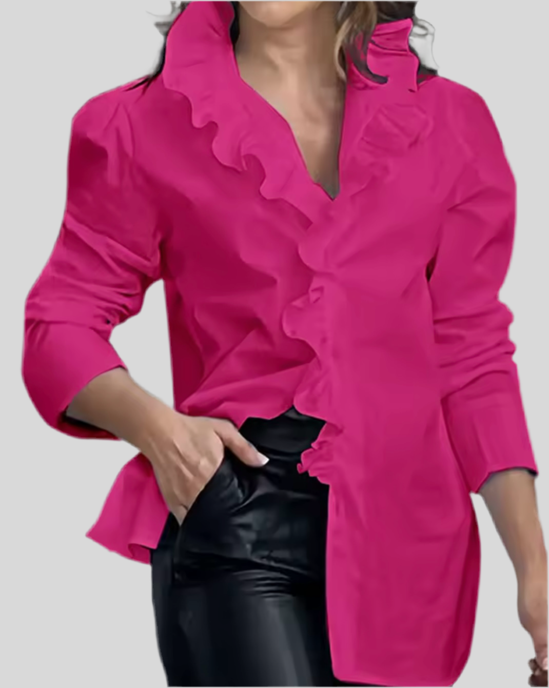 Mintlis mujer algodón volantes larga camisa Grace, 4 colores, colores tallas (36-48)