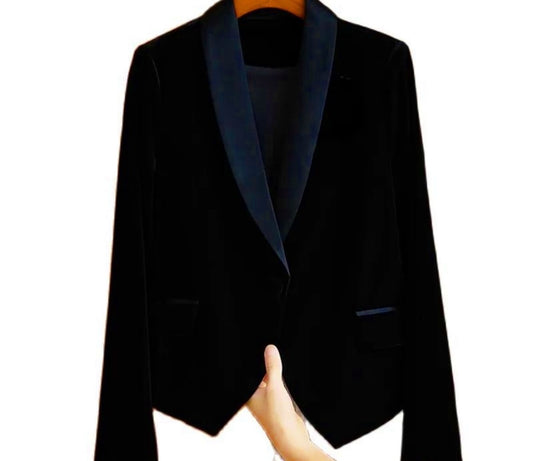 Blazer en velours noir Sinatra, 4 tailles