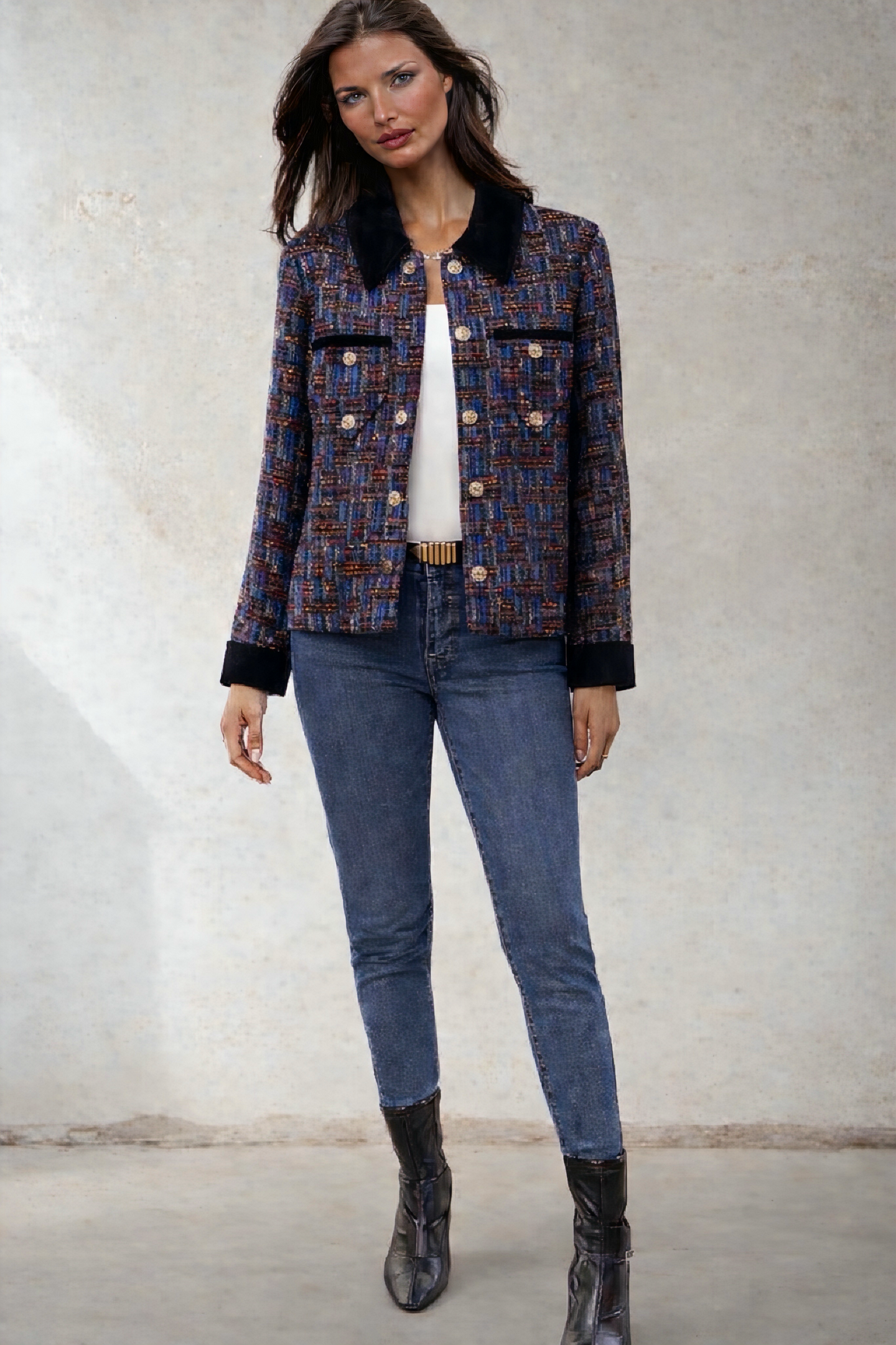 Chaqueta tweed terciopelo Berta, tallas  (36-48)