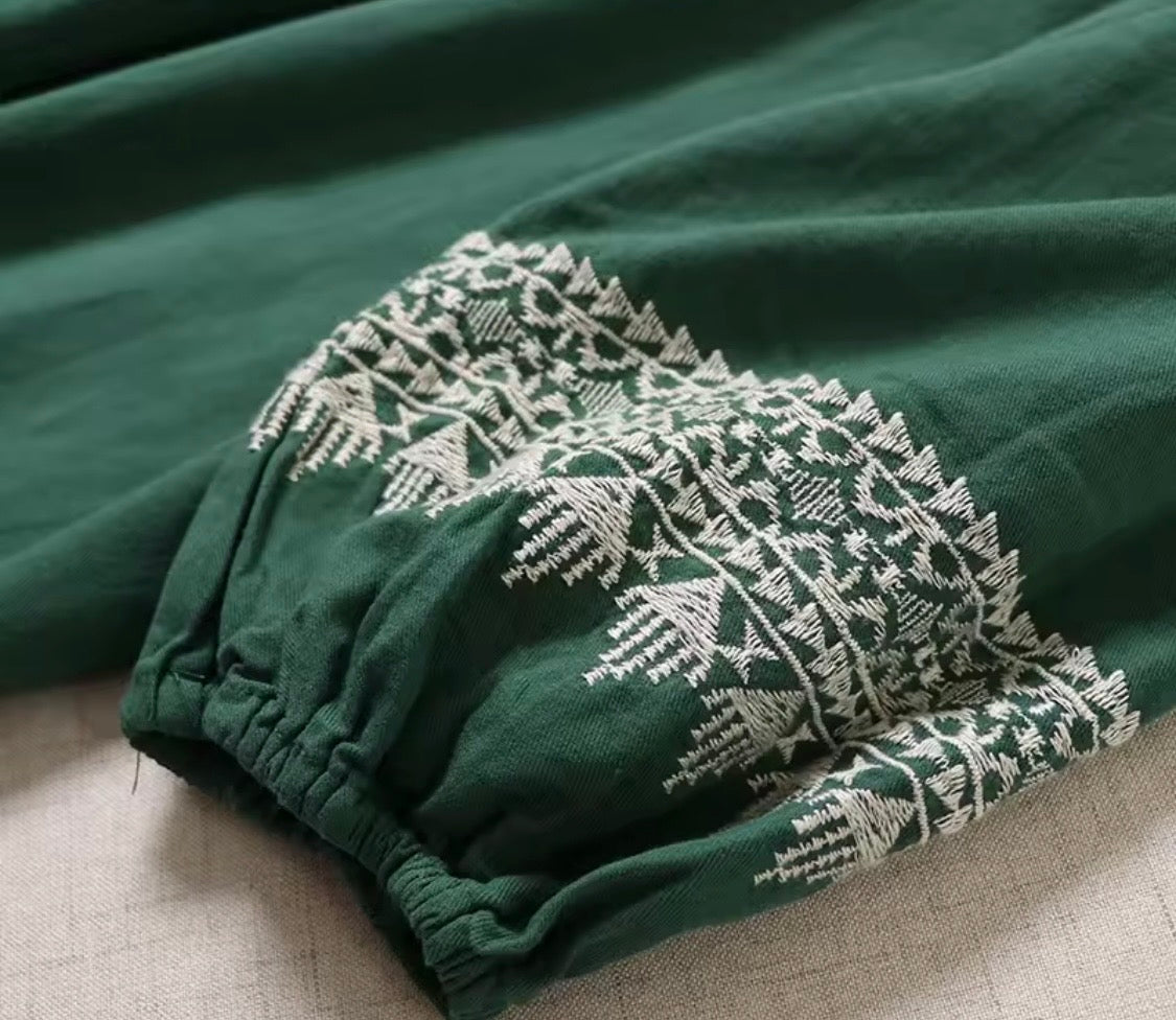 Vestido Janet bordado de lino de algodón licra con mangas elásticas, tallas (38-52) vídeo