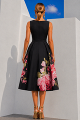 Vestido Flower roses algodón licra, tallas (34-46) vídeo