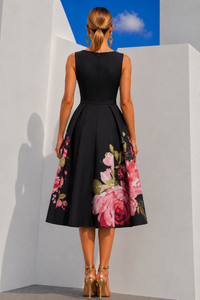 Vestido Flower roses algodón licra, tallas (34-46) vídeo