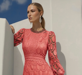 Dominica dress, lace and embroidery, 4 colors, size (36-48)