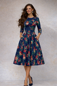 Vestido Anais de algodón y bolsillos incluido, 6 estampados, tallas (36-50)