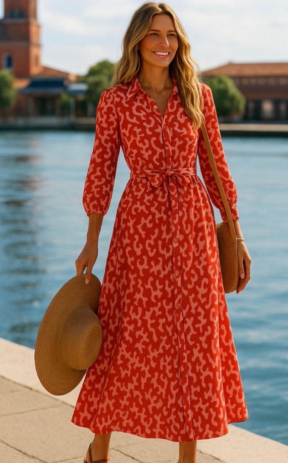 Mintlis mujer, algodón con fajín vestido Angie, 2 colores, tallas (36-48)