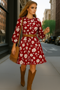 Brenda dress, cotton stretch lycra, 2 colors, size (36-48), includes belt