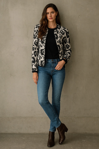 Chaqueta Opera acolchada de algodón con botones, 3 estampados, tallas (36-46)