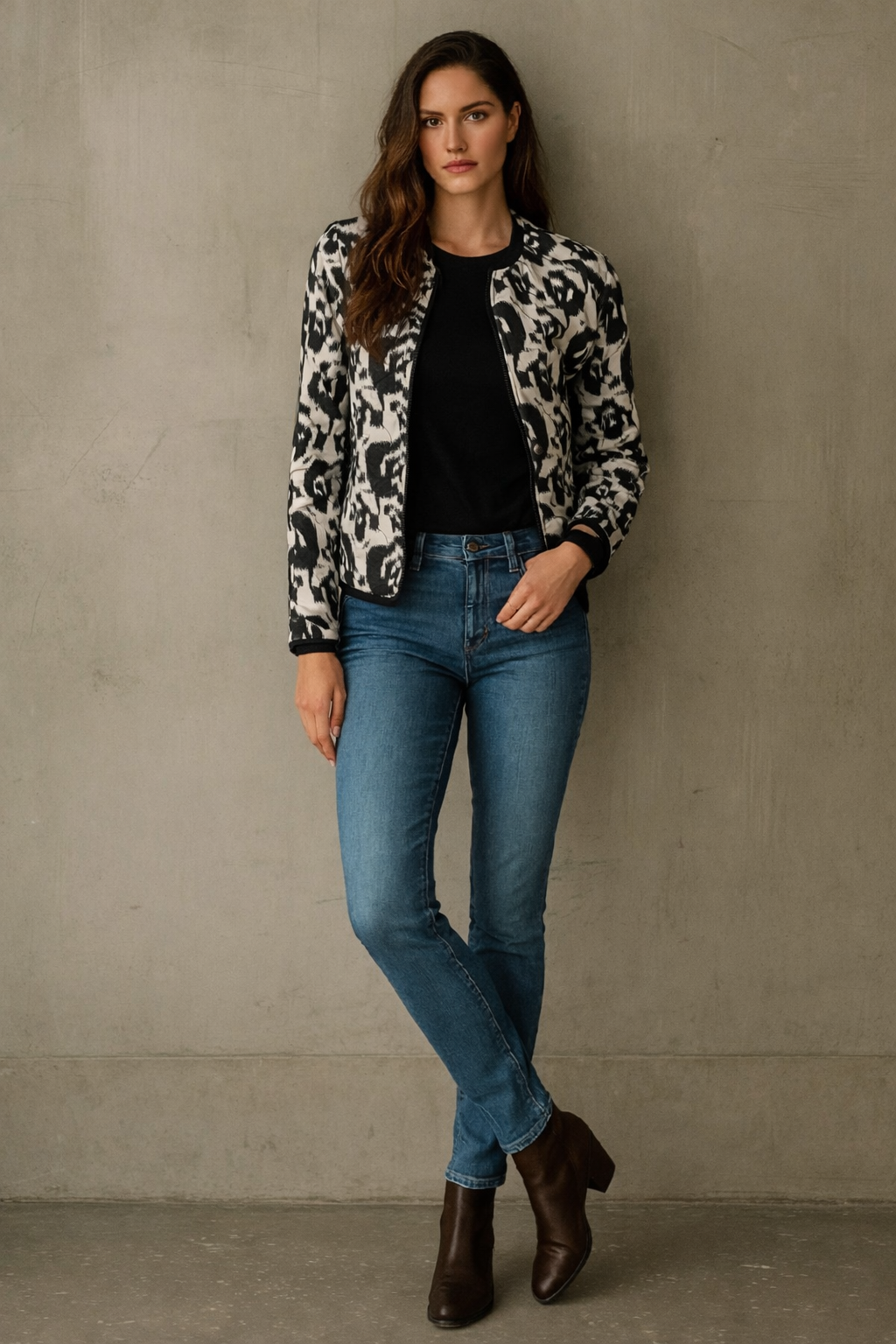 Chaqueta Opera acolchada de algodón con botones, 3 estampados, tallas (36-46)