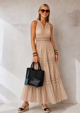 Paulina cotton lace dress with plumeti lining, 5 colors, sizes (34-50) video