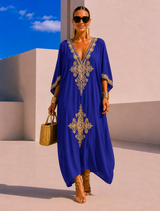 Túnica vestido Marrakesh bordado algodón viscosa, 5 colores, tallas (36-54) vídeo