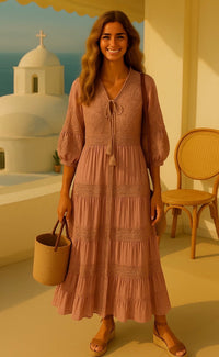 Vestido Candy bordado de algodón, 6 colores, tallas (38-48)