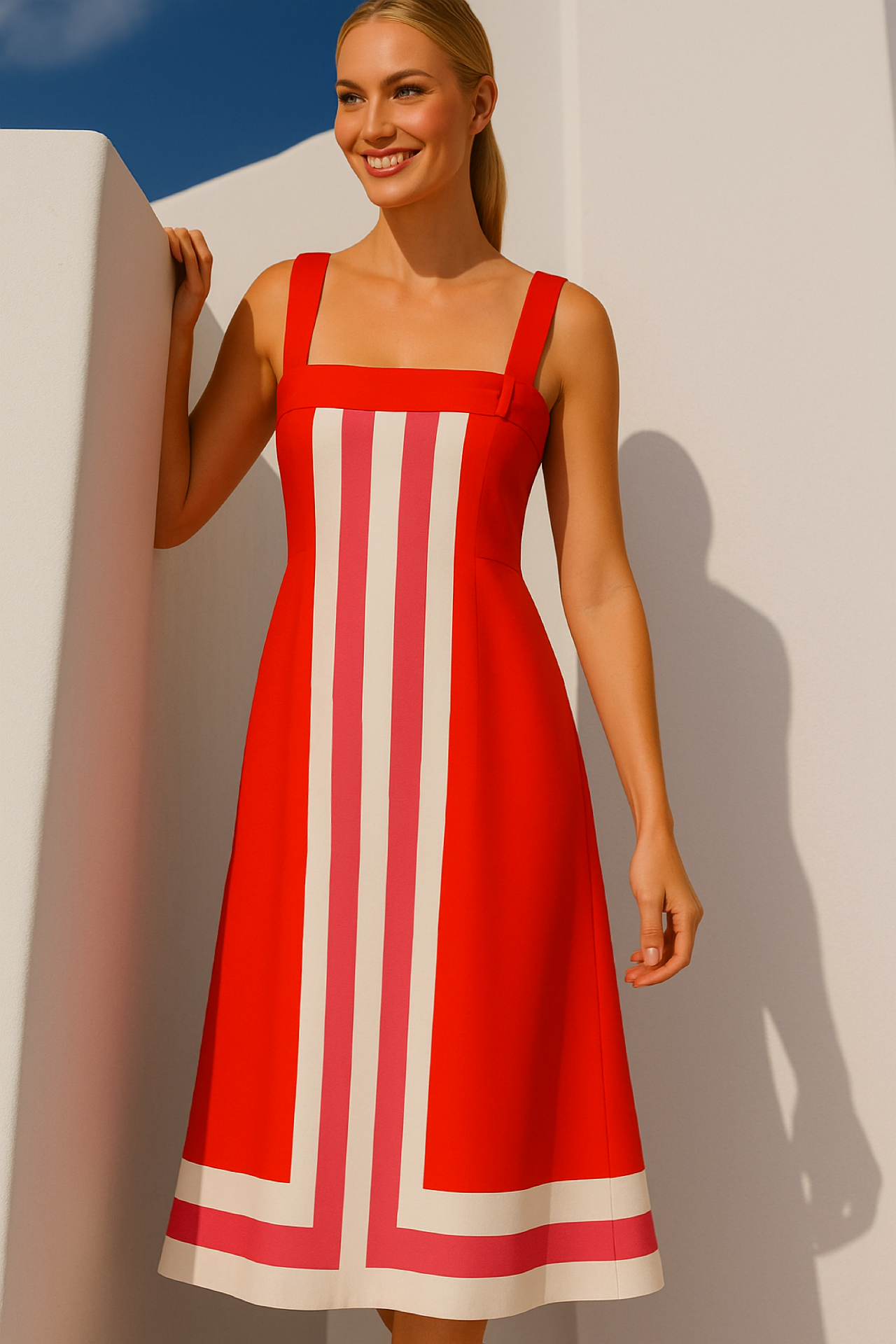 Fiorella cotton polyester dress, 4 colors, sizes (36-50)