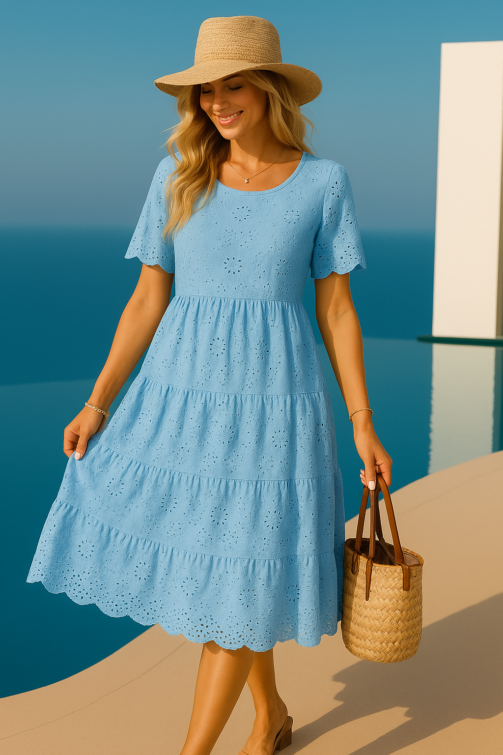 Mintlis women, cotton elastane crepe, long Dianne dress, (36-44)