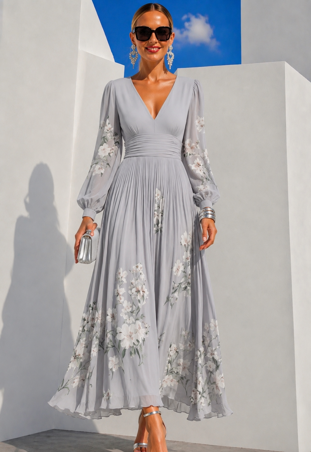 Vestido Suad gasa chiffon plisado, 2 estampados, tallas(34-48) video