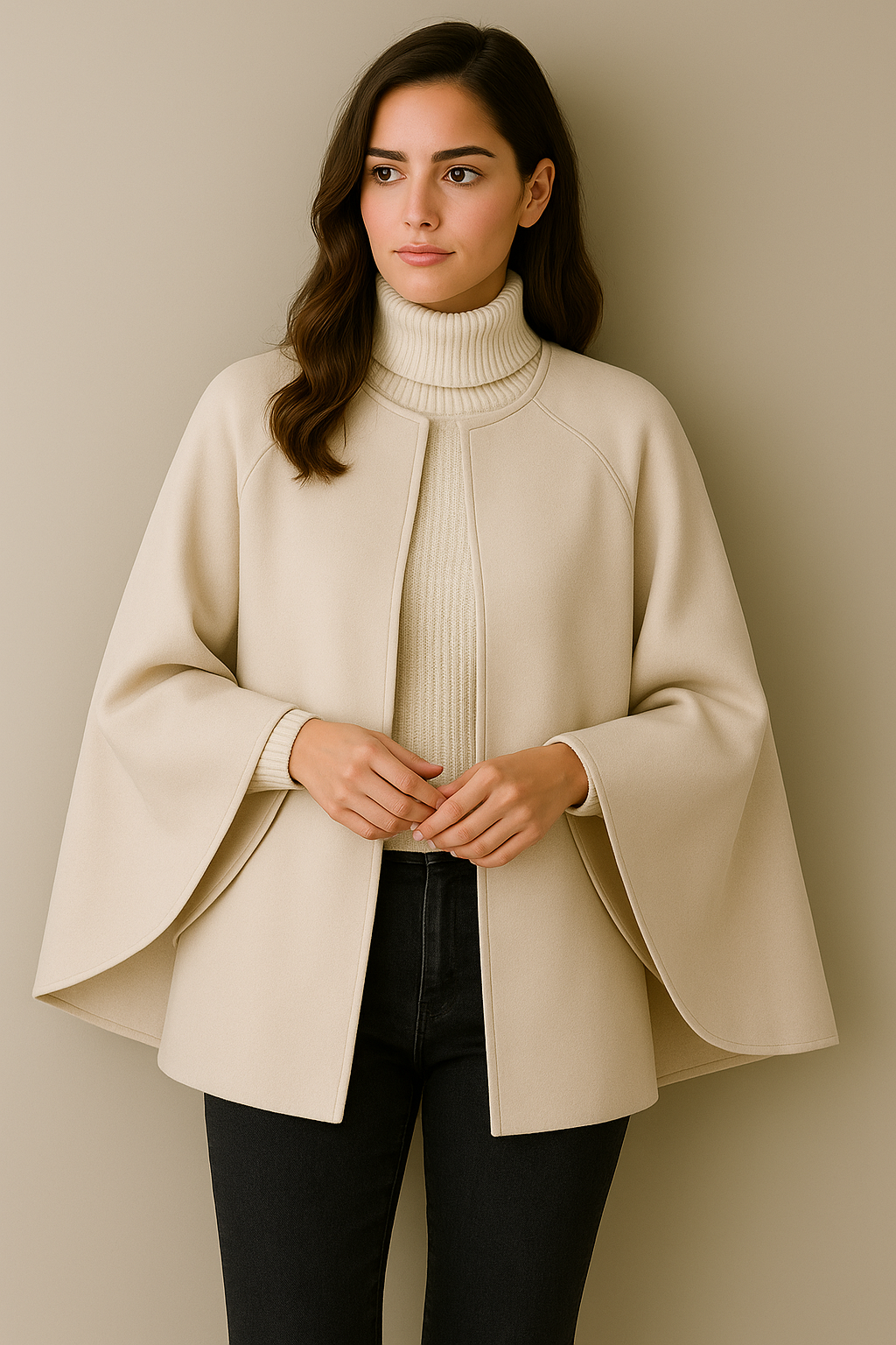 Chaqueta capa Yaiza de lana, 4 colores, tallas (36-50)