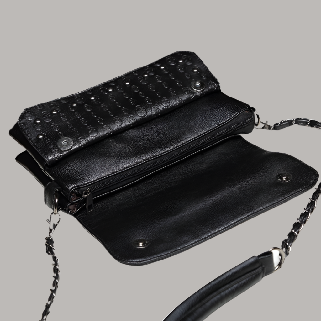 Black leather Skull bag