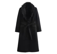 Monte Carlo wool coat with detachable synthetic wool fur, 100% wool, 2 colors, sizes (36-48)