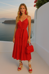 Vestido Poland botones y fajin, 5 colores, tallas (36-48)