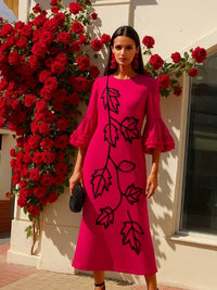 Vestido Alma Fucsia volante, tallas (36-46) made in Oporto