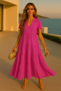 Vestido Amberes de algodón, 5 colores tallas (36-52)