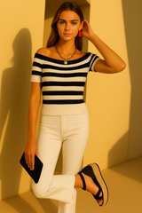 Up to -30% OFF Top Gondola striped lycra knit 3 colors, sizes (36-46)